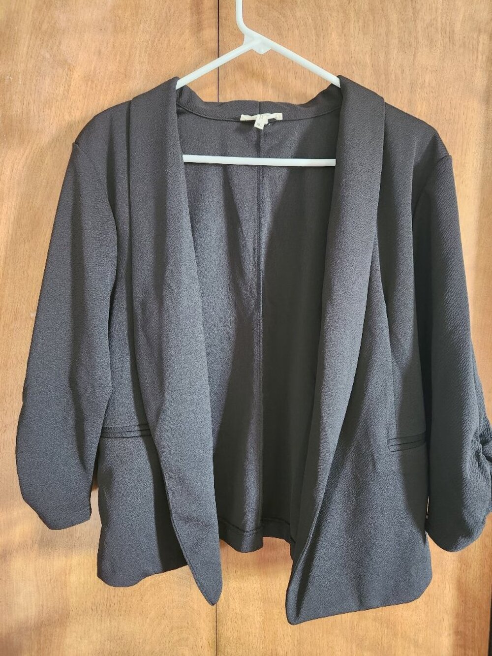 Maurices XL Black Open Front Ruched Sleeve Blazer NWOT